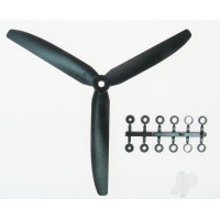 9x5 Slow Fly Propeller 3-Blade Black Opposite Rotation
