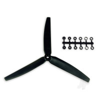 10x6 Slow Fly Propeller 3-Blade Black Opposite Rotation