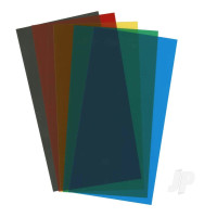 Transparent Coloured Sheet, 0.3 x 150 x 300mm (.010 x 6 x 12in) (1 Each: Red, Blue, Green, Yellow, Black)