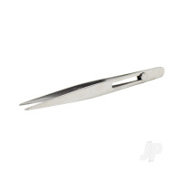 Pointed Slide Lock Stainless Steel Tweezers, 4.75in (Carded)