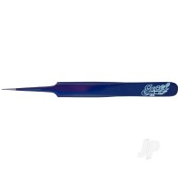 Straight Point Fine Point Tweezers, Blue (Carded)