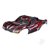 Body, Maxx Slash, Red (painted)/ decal sheet (assembled with body support, body plastics, & latches for clipless mounting)