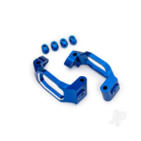 Caster blocks, 6061-T6 aluminium (blue-anodised), left & right, 4x22mm pin (4), 3x10mm BCS (with threadlock) (4), retainers (4)