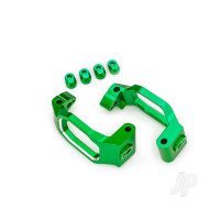 Caster blocks, 6061-T6 aluminium (green-anodised), left & right, 4x22mm pin (4), 3x10mm BCS (with threadlock) (4), retainers (4)