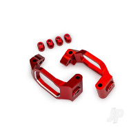 Caster blocks, 6061-T6 aluminium (red-anodised), left & right, 4x22mm pin (4), 3x10mm BCS (with threadlock) (4), retainers (4)