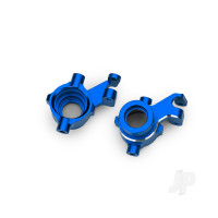 Steering blocks, 6061-T6 aluminium (blue-anodised), left & right, 3x18mm BCS (with threadlock) (2)