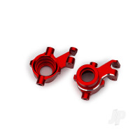 Steering blocks, 6061-T6 aluminium (red-anodised), left & right, 3x18mm BCS (with threadlock) (2)