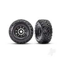 Wheels & Tyres, Assembled, Glued, left (1), right (1) (Black wheels, Maxx Slash belted tyres, foam inserts) (17mm splined) (TSM rated)