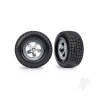Wheels & Tyres, Assembled, Glued (SCT, Satin Chrome wheels, beadlock type (dual profile 2.2in outer 3.0in inner, Hoosier tyres, foam inserts) (2) (4WD front/rear, 2WD rear only)