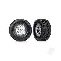 Wheels & Tyres, Assembled, Glued (SCT, Satin Chrome wheels, beadlock type (dual profile 2.2in outer 3.0in inner, Hoosier tyres, foam inserts) (2) (2WD front)