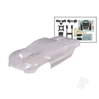 Body, Mini XRT (clear, requires painting) / window masks / decal sheet (includes front & rear body latches, hardware) (for clipless mounting)
