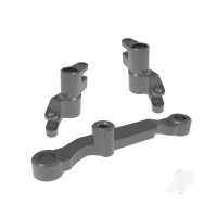 Steering bellcranks, draglink (Grey-anodised 6061-T6 aluminium), 3x13mm SS (with threadlock) (2), 3x12mm BCS (with threadlock) (2), 5x8x2.5mm ball bearings (2), 5x10x4mm ball bearings (2)