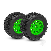 Wheels & Tyres, Assembled (Green wheels, dual profile (2.1" outer, 2.6" inner), Sledgehammer tyres, foam inserts)) (front) (2)