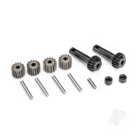 Gear Set, differential (planetary) (output gears (2), spider gears (4), spider gear shafts (4), differential spacers (2), output shaft (1), 2.5x8.25mm pin (2))