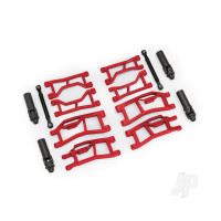 Suspension kit, Mini Maxx WideMaxx, red (includes front & rear suspension arms, front toe links & outer half shafts (extended))