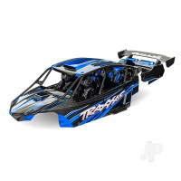 Body, Funco Pro Scale Sand Car, blue (painted, decals applied) (assembled with front & rear body supports for clipless mounting, roll cage & interior)
