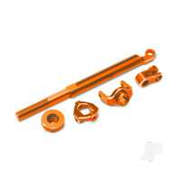 Brake linkage, front (orange-anodised 6061-T6 aluminium), mounting hardware