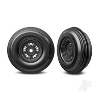 Wheels & Tyres, Assembled, Glued (Pro Scale Sand Car black wheels, ribbed tires, dual profile (3.2" outer, 4.9" inner), foam inserts) (front) (1 left, 1 right)