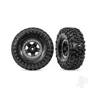 Tyres & wheels, assembled, glued (TRX-4 Sport black, satin chrome beadlock 1.9" wheels, Canyon Trail 4.6x1.9" tyres) (2)