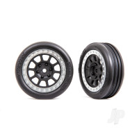 Wheels & Tyres, Assembled (2.2in Graphite Grey, Satin Chrome beadlock wheels, Alias ribbed 2.2in Tyres) (2) (Bandit front, medium compound with foam inserts)