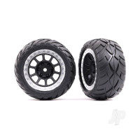 Wheels & Tyres, Assembled (2.2in Graphite Grey, Satin Chrome beadlock wheels, Anaconda 2.2in Tyres with foam inserts) (2) (Bandit rear)