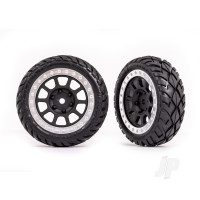 Wheels & Tyres, Assembled (2.2in Graphite Grey, Satin Chrome beadlock wheels, Anaconda 2.2in Tyres with foam inserts) (2) (Bandit front)