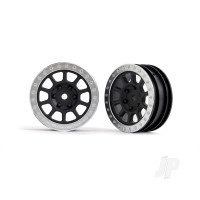 Wheels, 2.2in (Graphite Grey, Satin Chrome beadlock) (2) (Bandit front)