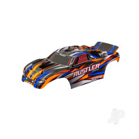 Body, Rustler (also fits Rustler VXL), Orange (painted, decals applied) (assembled with front & rear body mounts for clipless mounting)