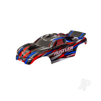 Body, Rustler (also fits Rustler VXL), Red (painted, decals applied) (assembled with front & rear body mounts for clipless mounting)