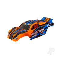Body, Rustler (also fits Rustler VXL), Orange (painted, decals applied) (assembled with front & rear body mounts for clipless mounting)