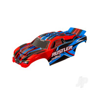 Body, Rustler (also fits Rustler VXL), Red (painted, decals applied) (assembled with front & rear body mounts for clipless mounting)