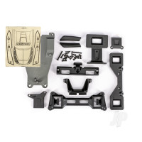 Body conversion kit, Rustler (includes front & rear body mounts, latches, hardware) (for clipless mounting)