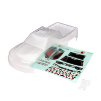 Body, Stampede (also fits Stampede VXL) (Clear, requires painting)/ window, lights, grille decal sheet (for clipless mounting)