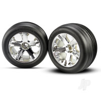 Wheels & Tyres, Assembled, Glued (2.8in) (All-Star Chrome wheels, ribbed Tyres, foam inserts) (front) (2)