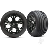 Wheels & Tyres, Assembled, Glued (2.8in) (All-Star Black Chrome wheels, ribbed Tyres, foam inserts) (electric front) (2)