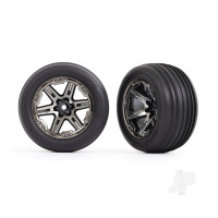 Wheels & Tyres, Assembled, Glued (2.8in) (RXT Black Chrome wheels, ribbed Tyres, foam inserts) (electric front) (2 pcs)