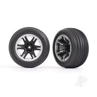 Wheels & Tyres, Assembled, Glued (2.8in) (RXT Black & Satin wheels, ribbed Tyres, foam inserts) (electric front) (2 pcs)