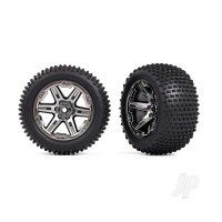Wheels & Tyres, Assembled, Glued (2.8in) (RXT Black Chrome wheels, Alias Tyres, foam inserts) (2WD electric rear) (2 pcs) (TSM rated)