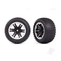 Wheels & Tyres, Assembled, Glued (2.8in) (RXT Black & Satin wheels, Alias Tyres, foam inserts) (2WD electric rear) (2 pcs) (TSM rated)
