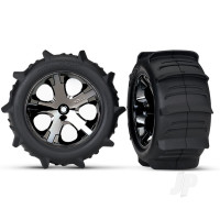 Wheels & Tyres, assembled, glued (2.8") (All-Star black chrome wheels, paddle Tyres, foam inserts) (rear) (2) (TSM rated)