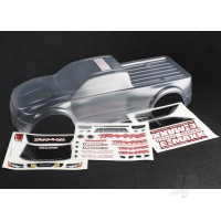 Body, E-Maxx Brushless (Clear, requires painting) / decal sheet