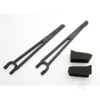 Hold downs, battery, left & right (2 pcs) / foam spacers (2 pcs) (fits standard battery packs)