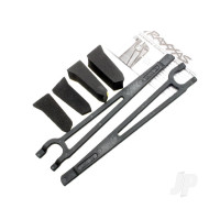 Hold downs, battery, left & right (2 pcs) / foam spacers (4 pcs) (allows for installation of taller, multi-cell batteries)
