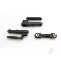Servo horns, steering (2 pcs) / steering link (3x12mm threaded rod (1pc) / rod ends (2 pcs) / hollow balls (2 pcs)