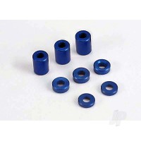 Blue-anodised, aluminium spacers (3x6x8mm) (3 pcs) / (3x6x1.5mm) (2 pcs) / 3x6x2.5mm) (4 pcs)
