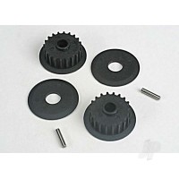 Pulleys, 20-groove (middle) (2 pcs) / flanges (2 pcs) / axle pins (2 pcs)