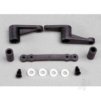 Steering bellcranks (2 pcs) / bellcrank bushings (5x8x2.5mm) (4 pcs) / bellcrank post spacers (2 pcs) / drag link / 3x8mm shoulder screws (2 pcs)