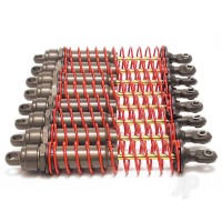 Big Bore shocks (XX-Long) (Hard-anodised & PTFE-coated T6 aluminium) (assembled) with Red springs, TiN shafts (8 pack)