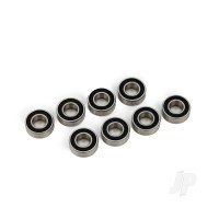 Ball bearings, Black rubber sealed, stainless (5x11x4mm) (8 pcs)