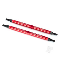 Toe links, Maxx (Tubes Red-anodised, 7075-T6 aluminium, stronger than Titanium) (112mm, Front) (2 pcs) / rod ends (4 pcs) / aluminium wrench (1pc) (For Maxx models with sealed pivot ball suspension & 3.8'' wheels)
